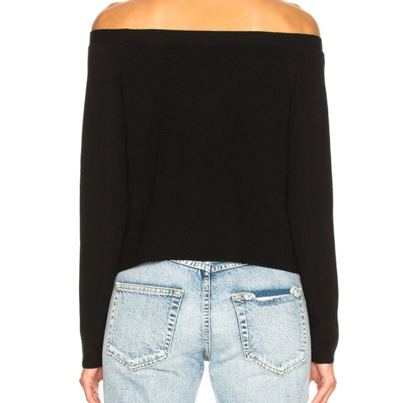 Frame Denim Noir Black Ribbed Sweater Off The Shoulder - Picture 10 of 10